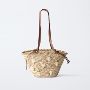 NWT Zara kids daisy basket Woven Bag